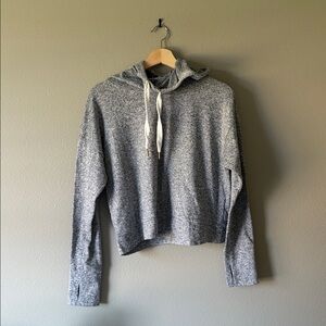 Gray Cropped Hooded Sweatshirt